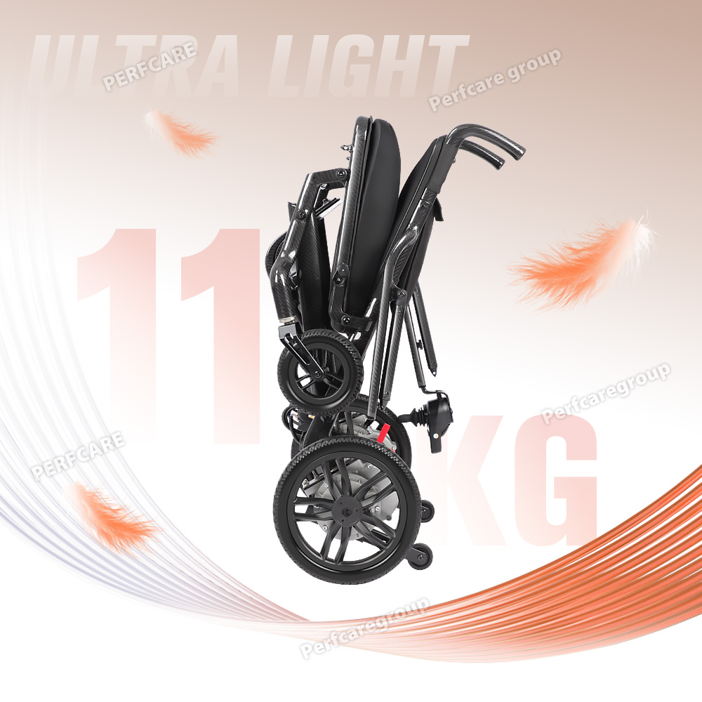 Outdoor Power Wheelchair - 2025年トレンド カーボンファイバー製 折りたたみ式 軽量11kg 電動車椅子 室内/屋外兼用
