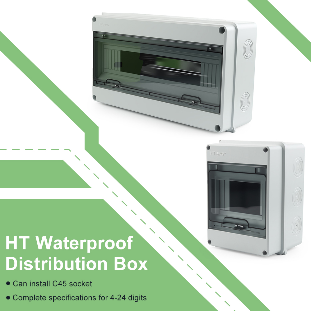 Power Switch Outdoor - HTシリーズ防水配電ボックス 5/8/12/15/18/24回路 ABS樹脂製電気エンクロージャー IP65 屋外ジャンクションボックス スイッチボックス