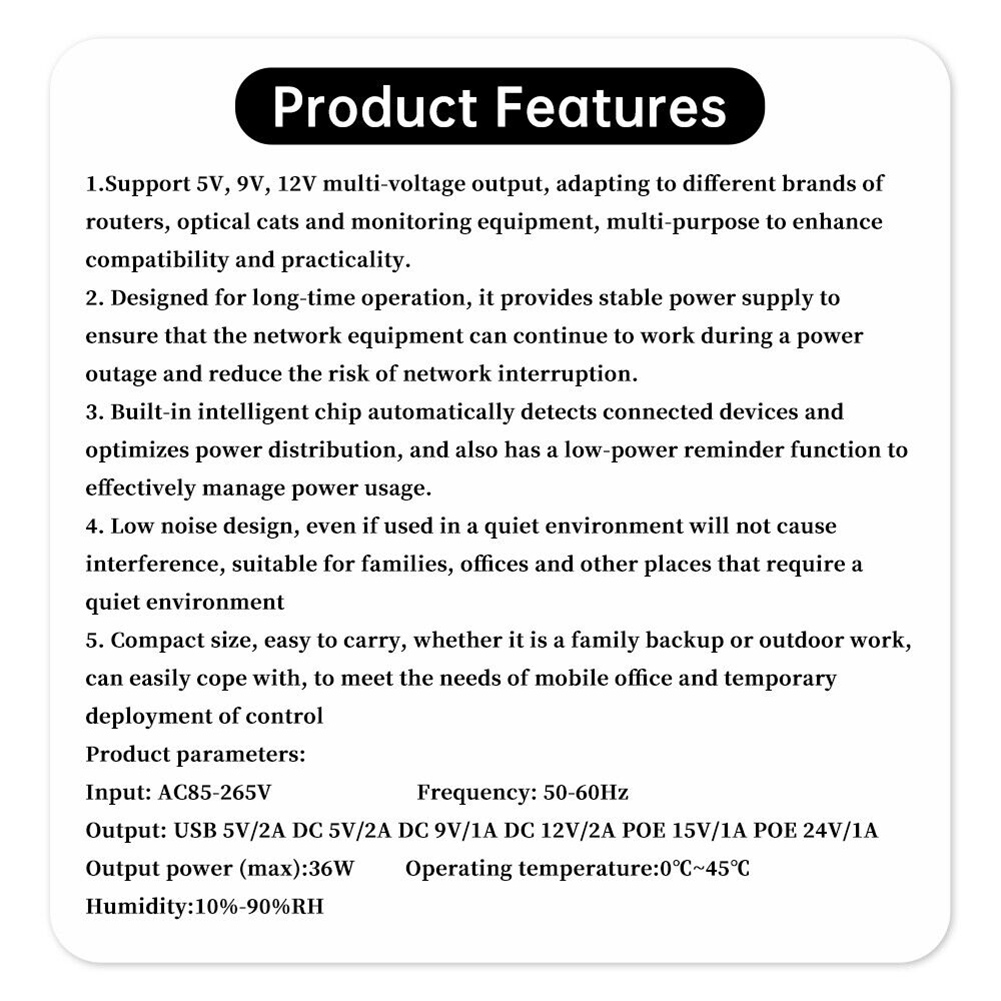 Outdoor Uninterruptible Power Supply - 1018L 5V 9V 12V バックアップDC UPS