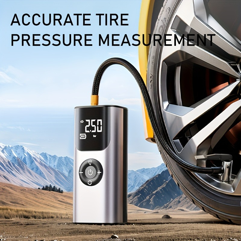 Air Compressor Portable - 車用ワイヤレスエアポンプ、電動タイヤインフレーターポンプ、携帯用エアコンプレッサー（LEDランプ付き）、車、バイク、自転車、ボール用