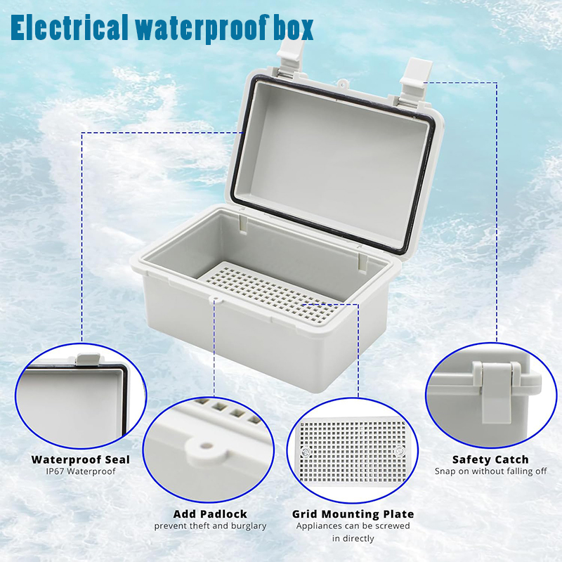 Outdoor Power Supply Box - IP66防水電気接続ボックス 屋外用プラスチック配電ボックス グレー/透明PC筐体付き