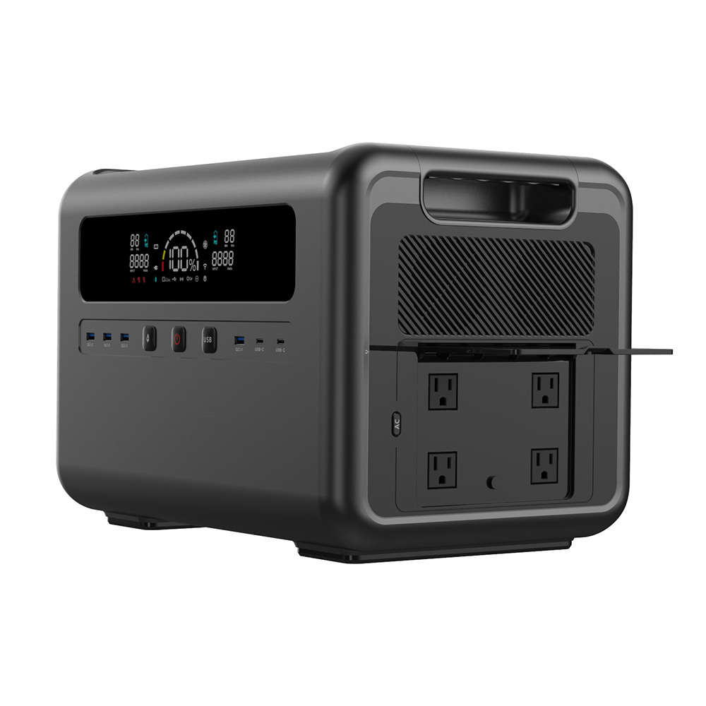 Outdoor Power Generator - 2400Wソーラー発電機、家庭用バックアップ、屋外キャンプ、緊急時用大容量ポータブル電源