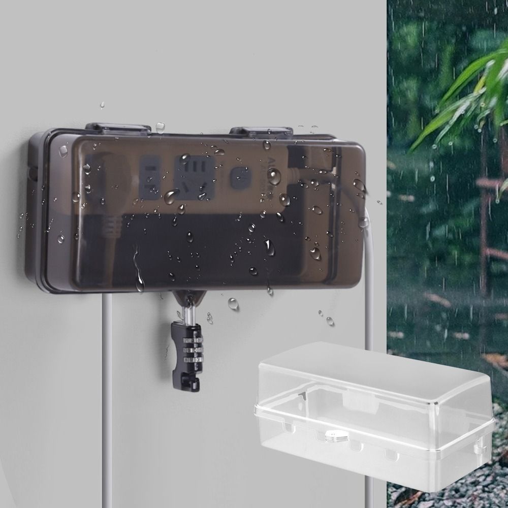 Outdoor Power Strip - 耐久性のあるプラスチック製プラグボックス盗難防止耐候性延長コードカバー保護コンセント防水電源タップ収納ボックス屋外用