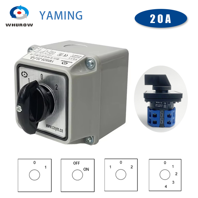 Power Switch Outdoor - ヤミン電機 LW26 YMW26-20/2M 防水筐体IP65付き切替ロータリーカムメインスイッチ 20A 2極