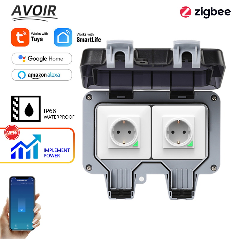 Outdoor Power Outlet Extension - Avoir Tuya Zigbee 電気ソケット IP66 防水屋外