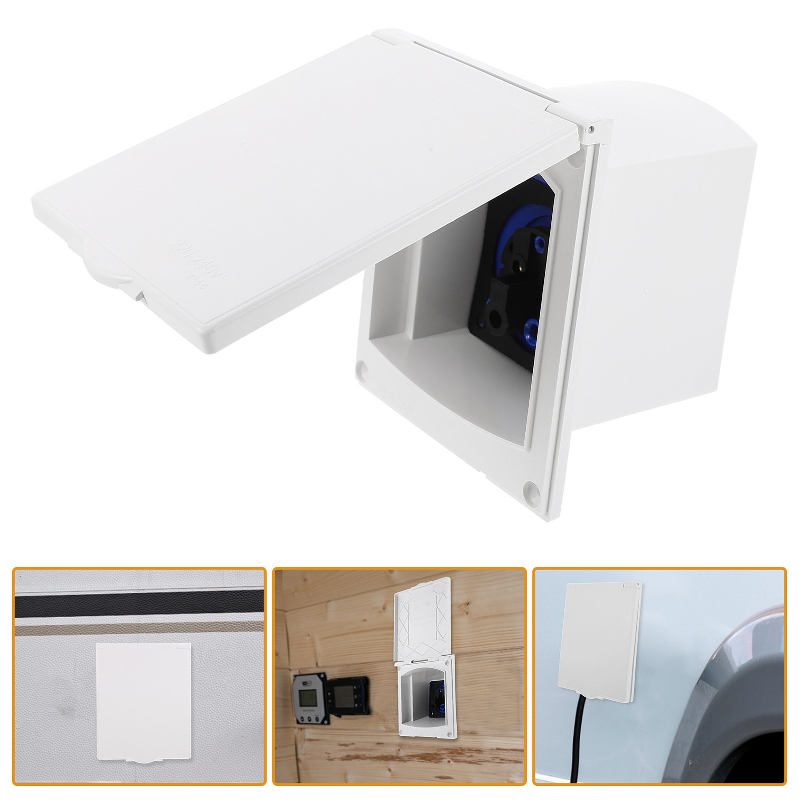 Outdoor Power Inlet Box - 16A RVインレットボックス耐候性屋外電源インレットソケット、発電機、ソーラーパネル接続用、RVアクセサリー、トレーラー用