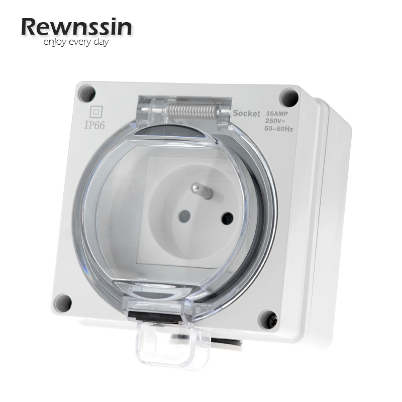 Outdoor Power Inlet Box - 防水電気壁コンセント,二重電源スイッチ,フレンチプラグ,屋外,庭,中庭,ip66