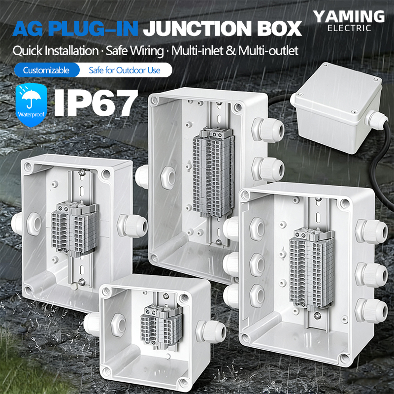 Outdoor Power Inlet Box - 防水ジャンクションボックス、プラグイン端子台付き、多入力多出力、電気ケーブル配線、屋外電源接続エンクロージャ