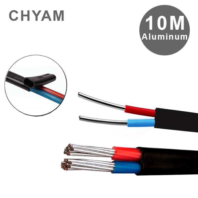 Outdoor Power Line Cover - 黒アルミニウムワイヤーカバー,2コア,2.5mm, 4mm, 6mm,家庭用,アンチエイジング,屋外絶縁,電力線,10 m