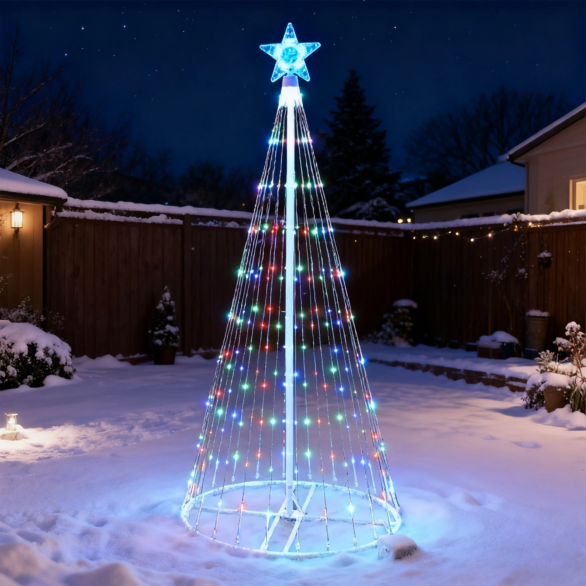 ソーラー式LED滝型ストリングライト クリスマスツリー飾り  - Outdoor Power For Christmas Lights のレビューと価格