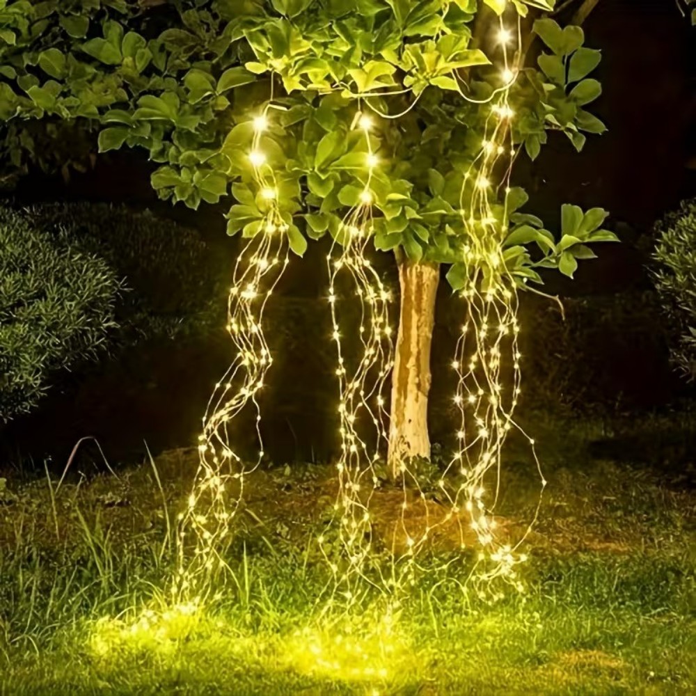 3M600LEDソーラー式柳の枝カスケード型ストリングライト - Outdoor Power For Christmas Lights のレビューと価格