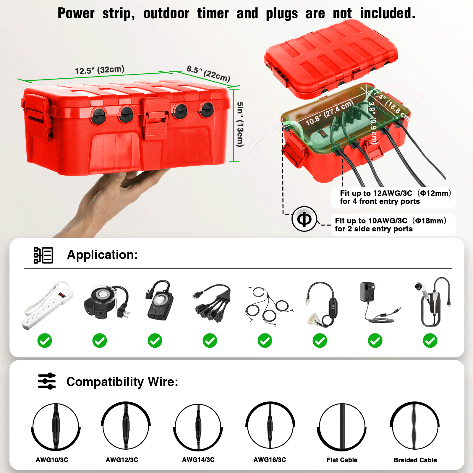 耐候性IP54屋外延長コード電源ボックス、防水コンセントカバ - Outdoor Power Outlet Extension のレビューと価格