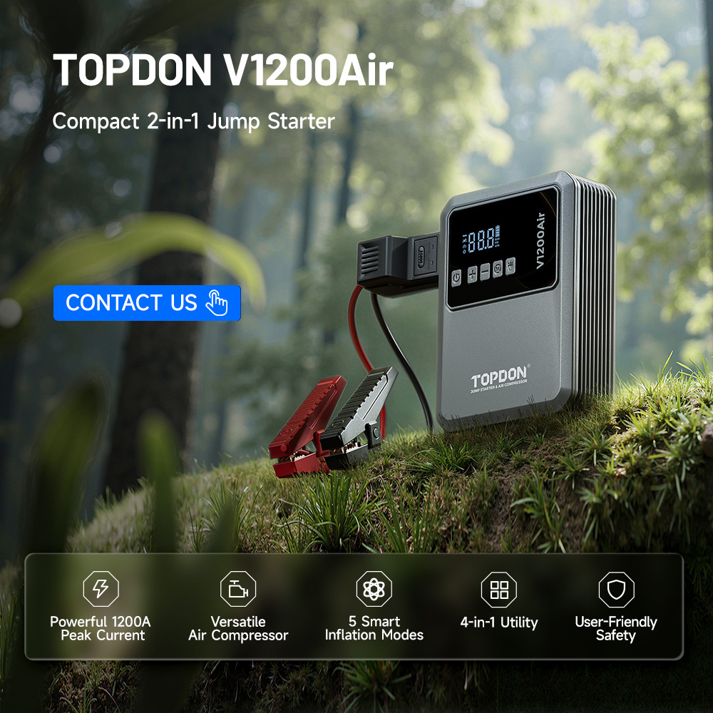 TOPDON V1200 Air 12Vジャンプスターター、 - Air Compressor Portable のレビューと価格