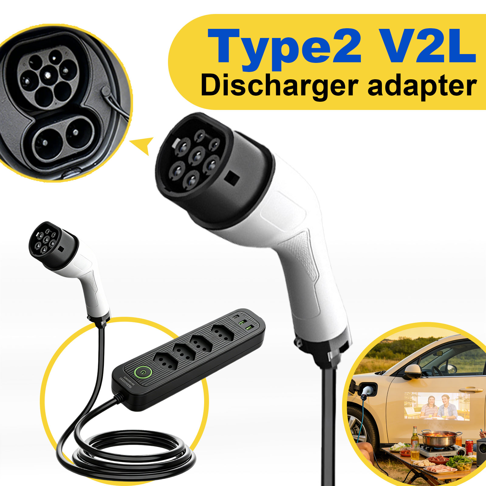 タイプ2 V2L放電アダプター 16A ブラジルソケット E - Outdoor Power Outlet Extension のレビューと価格