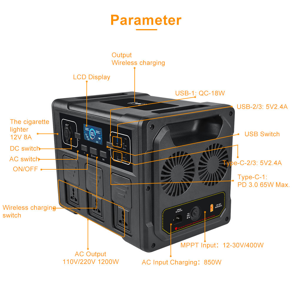 1200Wポータブルソーラー発電機、LiFePO4バッテリー - Outdoor Power Generator のレビューと価格