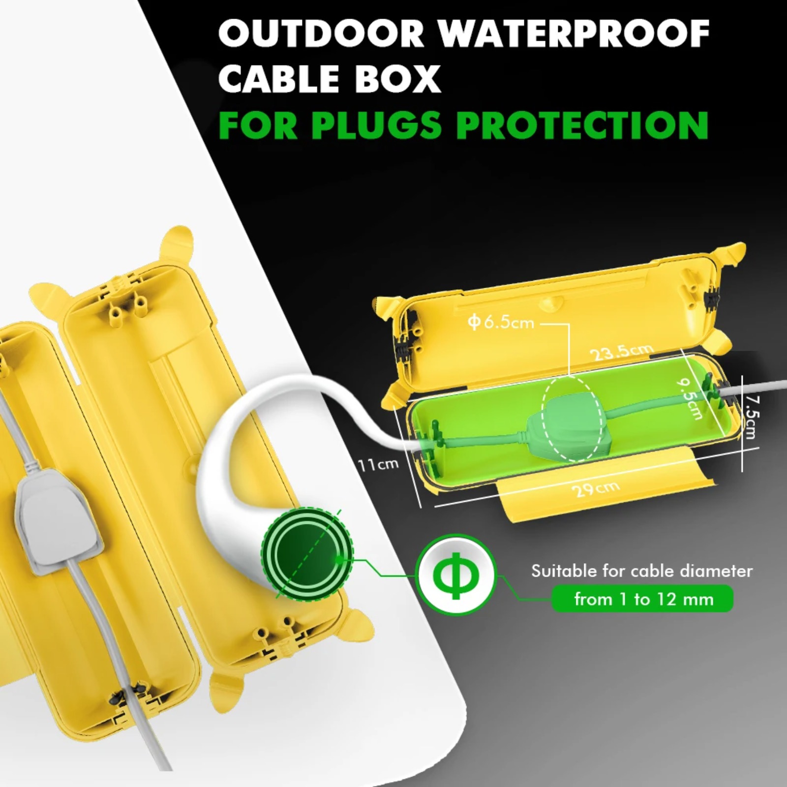 IP44 屋外延長コードカバー 29x11x7.5cm 高耐 - Outdoor Power Strip のレビューと価格