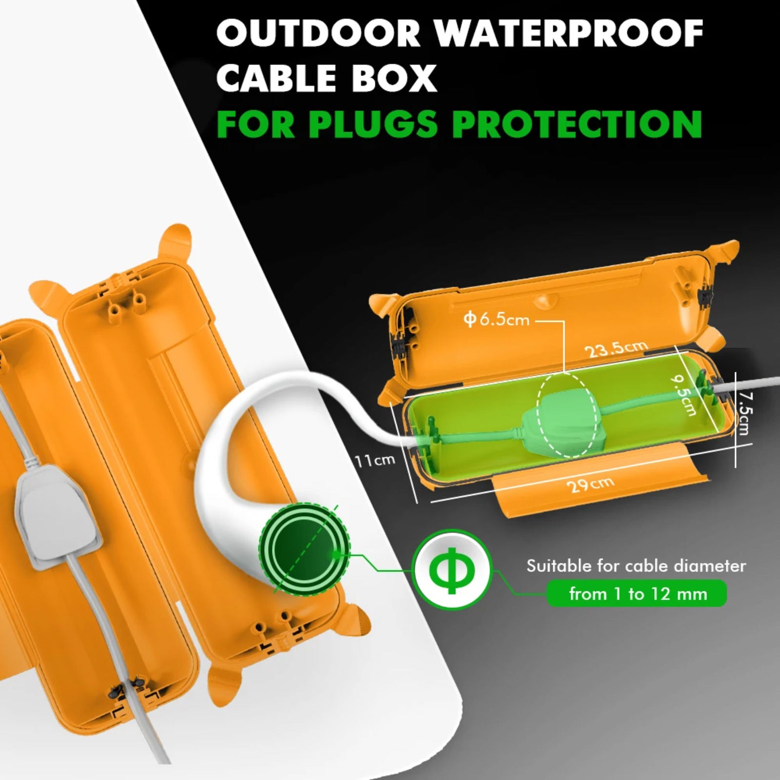 IP44 屋外延長コードカバー 29x11x7.5cm 高耐 - Outdoor Power Strip のレビューと価格