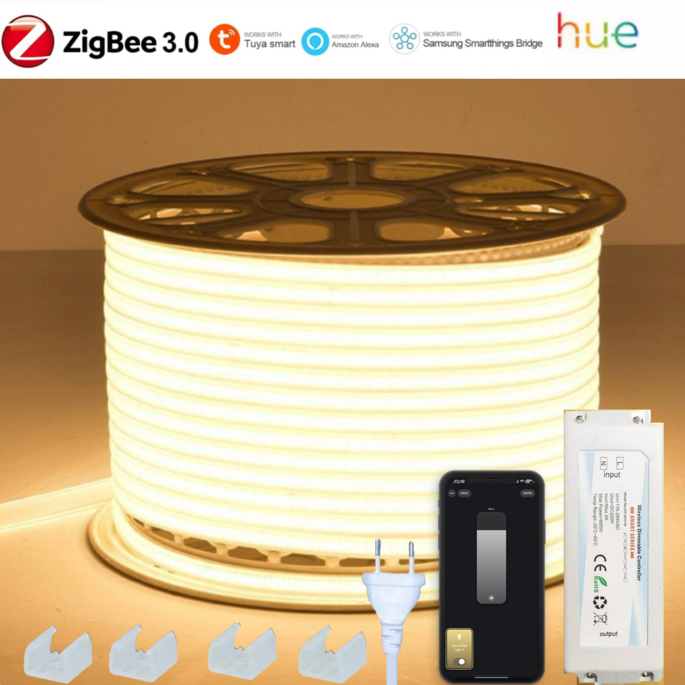 ZIGBEE 3.0 220V COB LED ストリップラ - Outdoor Power Point Zigbee のレビューと価格