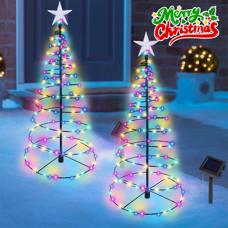 ソーラー充電式クリスマスツリーLEDライト、暖白色、錬鉄製、 - Outdoor Power For Christmas Lights のレビューと価格