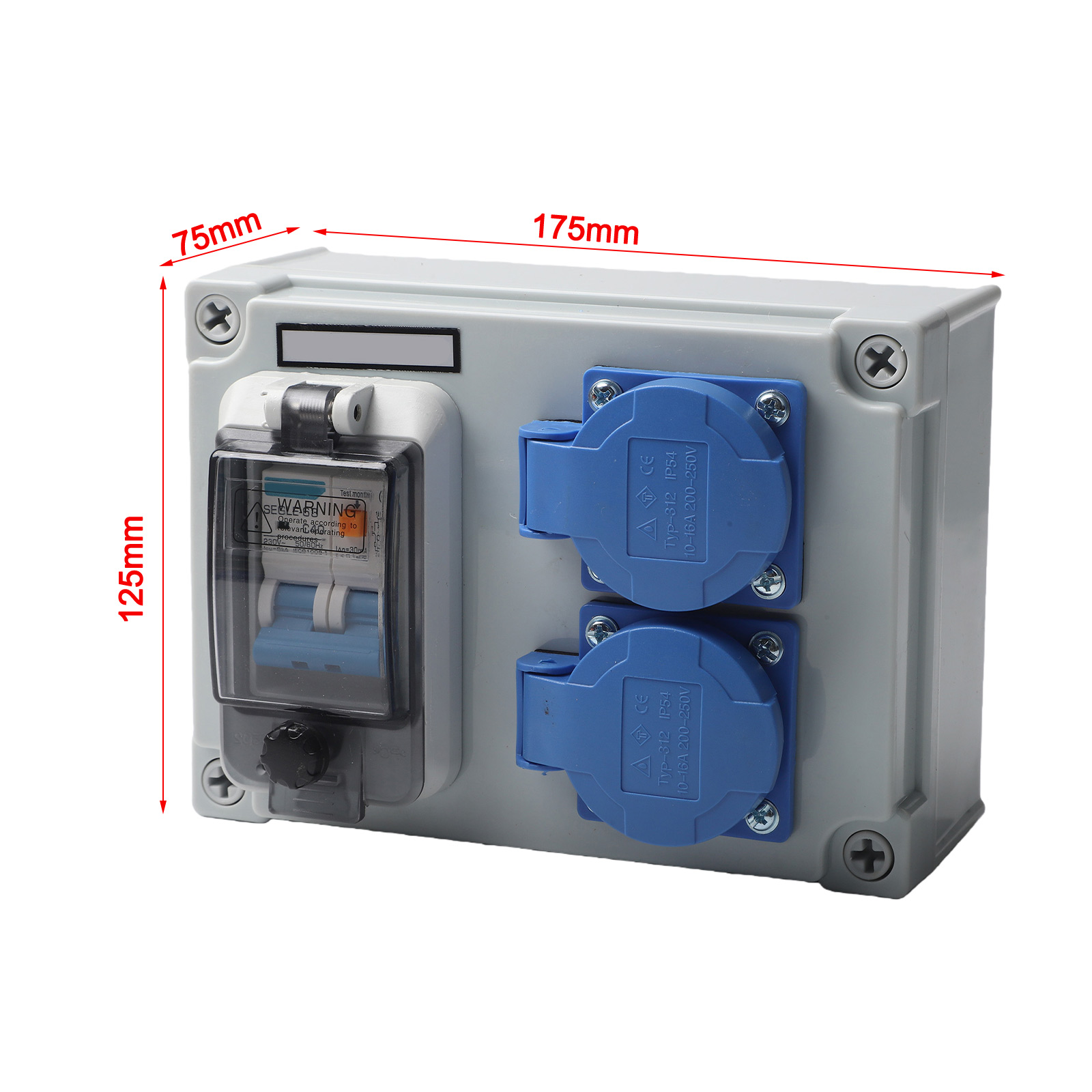 IP54準拠の壁掛け式2ピン電源分配ボックス、1P+N FI - Outdoor Power Distributors のレビューと価格