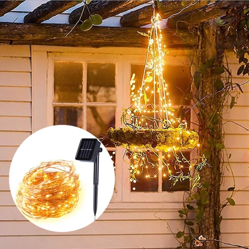 防水銅線LEDストリングライト,太陽光発電,屋外ランプ,庭, - Outdoor Power For Christmas Lights のレビューと価格