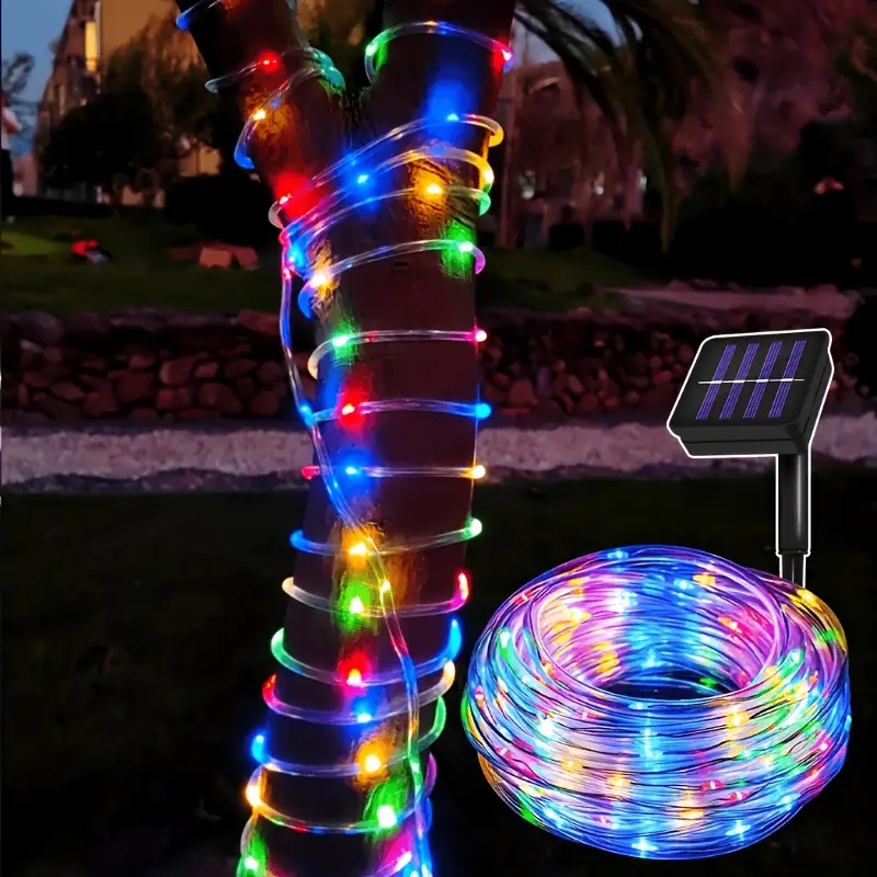 ソーラー充電式LEDチューブ、屋外装飾用マルチカラーロープラ - Outdoor Power For Christmas Lights のレビューと価格