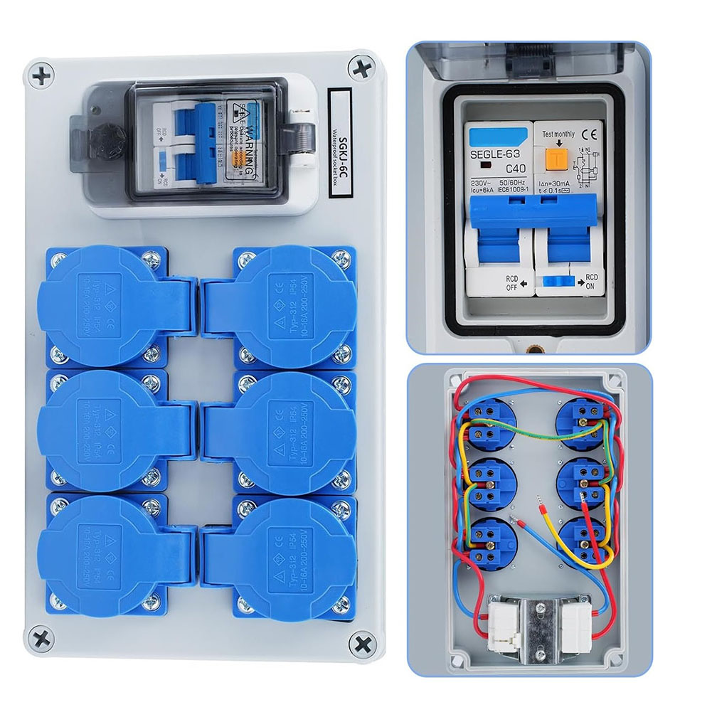 1PC IP54 壁掛け式 6 ピン電源分配器 1P+N F - Outdoor Power Distributors のレビューと価格