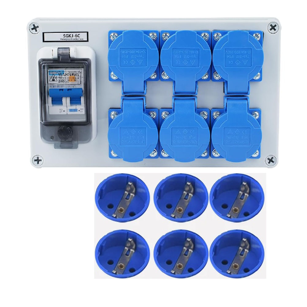 1PC IP54 壁掛け式 6 ピン電源分配器 1P+N F - Outdoor Power Distributors のレビューと価格