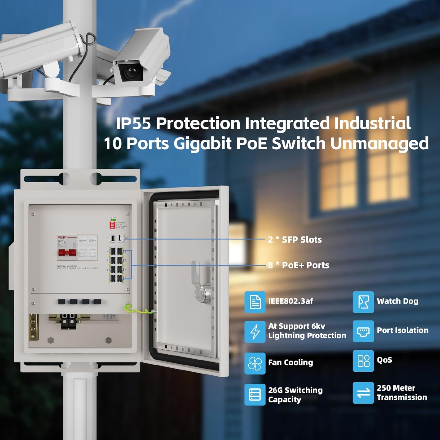 KeepLiNK屋外スマートネットワークボックス8ポートギガ - Power Switch Outdoor のレビューと価格